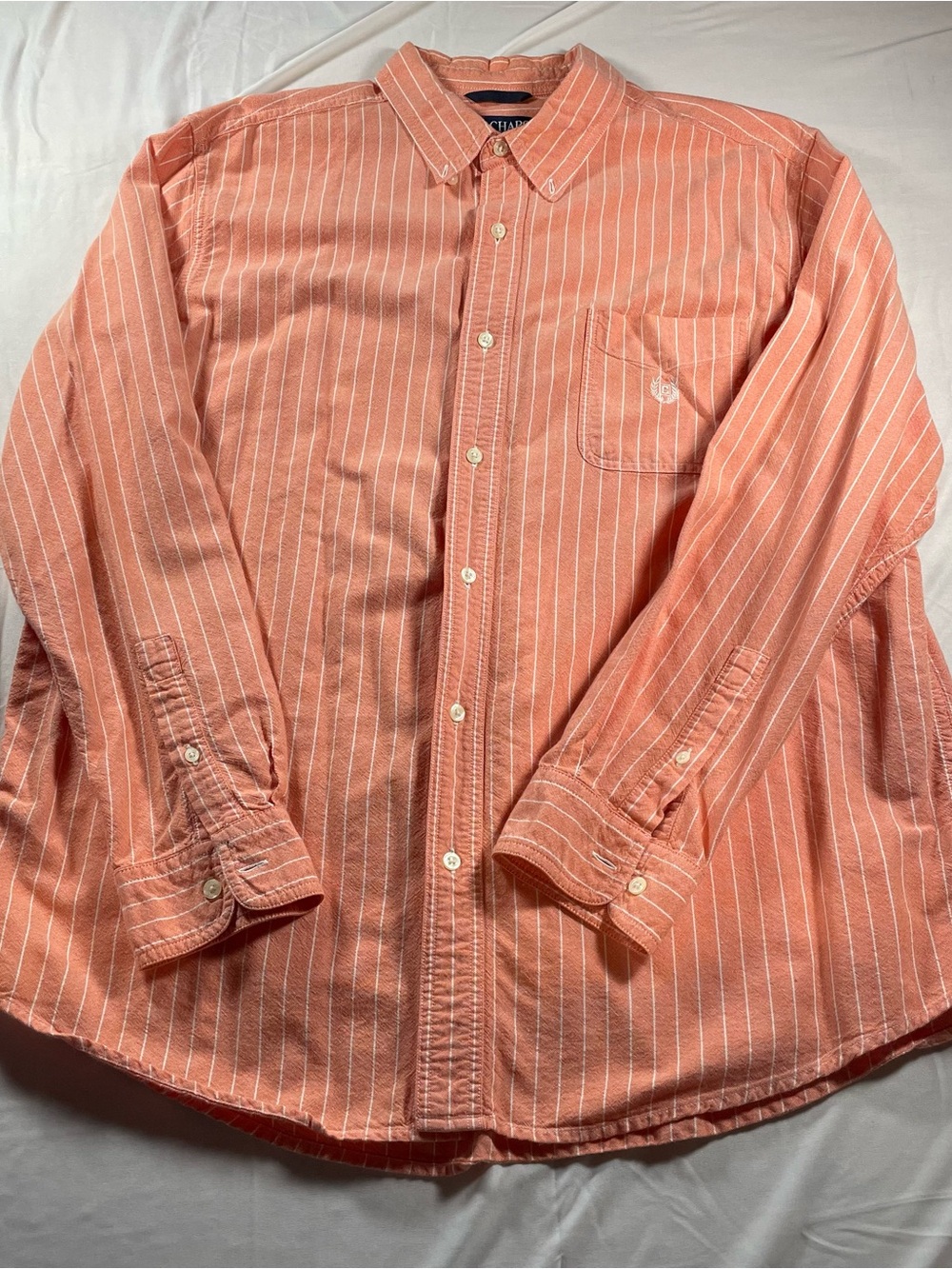 Chaps Coral Stripe Button-Down Shirt
